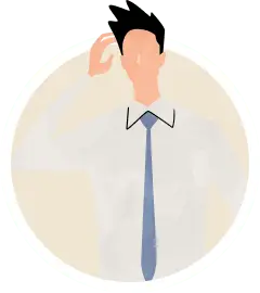 右手で頭を抱えている姿